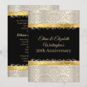 Invitation Or 50e anniversaire en argent, or et diamant noir (Devant / Derrière)