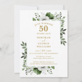 Invitation Or 50e anniversaire Mariage Monogramme Floral (Devant)