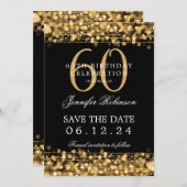 Invitation Or 60e anniversaire Enregistrer la date (Devant / Derrière)