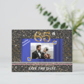 Invitation Or 65e anniversaire Mariage Black Woven & Pearls (Debout devant)