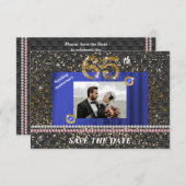 Invitation Or 65e anniversaire Mariage Black Woven & Pearls (Devant / Derrière)