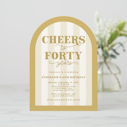 Invitation Or à 40 ans 40e anniversaire (Debout devant)