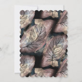 Invitation Or Abstrait et noir avec plumes 50e anniversaire (Dos)