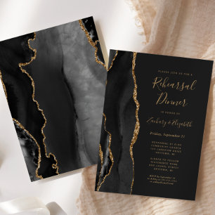 Invitation Or Agate Noir Salle à Manger Répétition de Mariage