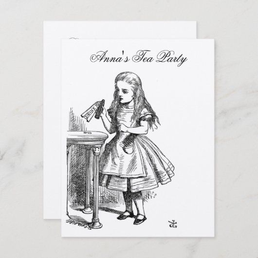 Invitation OR Alice dans l'anniversaire de thé du pays des (Devant / Derrière)