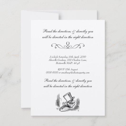 Invitation OR Alice dans l'anniversaire de thé du pays des (Dos)