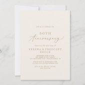 Invitation Or anniversée de mariage délicat 50 ans (Devant)
