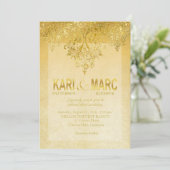 Invitation Or & Antique Gatsby Parties scintillant d'ivoire f (Debout devant)