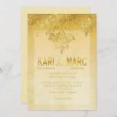 Invitation Or & Antique Gatsby Parties scintillant d'ivoire f (Devant / Derrière)