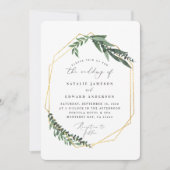 Invitation or aquarelle géométrique verdure (Devant)