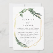 Invitation or aquarelle géométrique verdure (Devant)