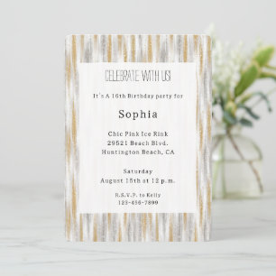 Invitation Or Argent Chic Glamour Paillettes Rayures Annivers