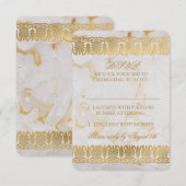 Invitation Or Argent Marbre Mariage Réponse RSVP (Devant / Derrière)