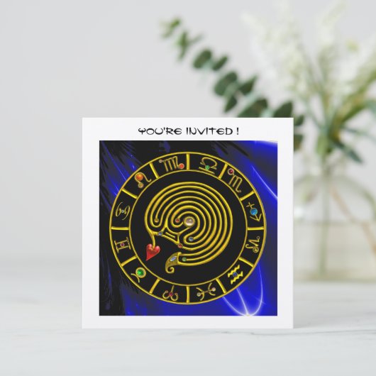 Invitation OR ASTRAL LABYRINTH Zodiac Graphique noir bleu (Debout devant)