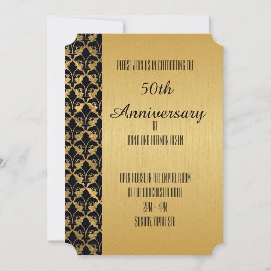 Invitation Or avec or et bordure noire 50e anniversaire (Devant)