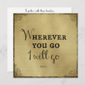 Invitation Or avec Verse Bible Où que vous alliez... (Devant / Derrière)