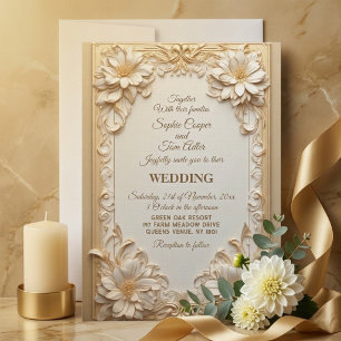 Invitation Or Baroque Luxe Grandeur Tulipes Blanches Florales