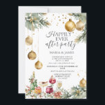 Invitation Or Baubles Noël Heureux Joyeux Jamais Après La Fêt<br><div class="desc">ÉDITABLE Baubles D'Or Noël Joyeux Joyeux Joyeux Après Une Invitation De Fête Cocktail Élégant Vin Champagne Boissons Après Invitation De Fête Mariage Elopement Fête Invitation</div>