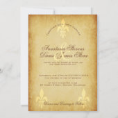 Invitation Or beige de luxe fleur de lis de style français (Dos)