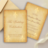 Invitation Or beige de luxe fleur de lis de style français