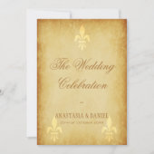 Invitation Or beige de luxe fleur de lis de style français (Devant)