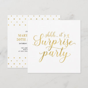 Invitation Or & Blanc   50e anniversaire de mariage de surpri
