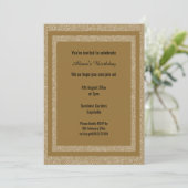 Invitation Or Blanc bronze Moderne Anniversaire Personnalisé (Debout devant)