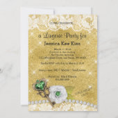 Invitation Or blanc de vert de masque de Fête de la mariée de (Dos)