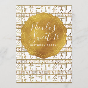 Invitation Or Blanc Égyptien Égypte Glam Douce Fête 16