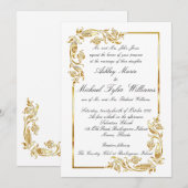 Invitation Or Blanc Élégant Glamour Mariage officiel (Devant / Derrière)