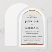 Invitation Or blanc et mariage noir (Devant / Derrière)