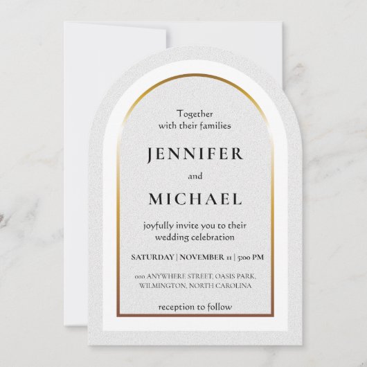 Invitation Or blanc et mariage noir (Devant)