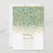 Invitation Or Blanc et Paillettes de Teal Moderne Coastal Swe (Devant)
