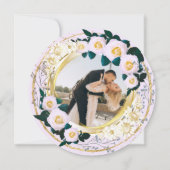 Invitation Or Blanc Fleurs Personnalisées Élégantes Mariage (Dos)