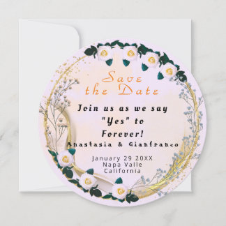Invitation Or Blanc Floral Personnalisé Élégant Mariage