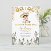 Invitation Or Blanc Mexicain Bautizo Y Premier Anniversaire (Debout devant)