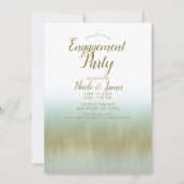 Invitation Or Blanc Mousse de Mer Élégant Fête de Fiançailles (Devant)