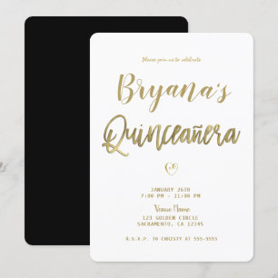Invitation Or Blanc & Noir Moderne Minimal 15 Quinceañera