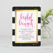Invitation Or blanc noir nuptiale du brunch | et douche rose (Debout devant)
