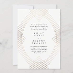 Invitation Or Blanc Oval Géométrique Simple Moderne Gatsby