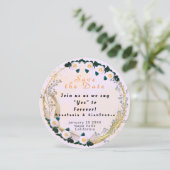 Invitation Or Blanc Personnalisé Floral Élégant Mariage (Debout devant)