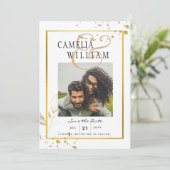 Invitation OR BLANC PHOTO Ensemble Mariage Moderne Classique (Debout devant)