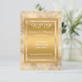 Invitation Or Blanc Rose dentelle Simple Toutes les Occassion (Debout devant)