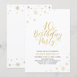 Invitation Or & Blanc   Soirée d'anniversaire chic et moderne