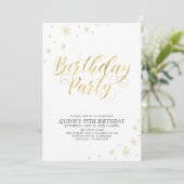 Invitation Or & Blanc | Soirée d'anniversaire Moderne et Chic (Debout devant)