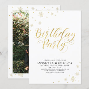 Invitation Or & Blanc   Soirée d'anniversaire Moderne et Chic