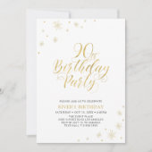 Invitation Or & Blanc | Soirée Moderne et Chic pour 90 ans (Devant)