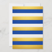 Invitation Or Bleu Blanc Lignes Horizontales Luxe Moderne (Dos)