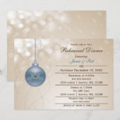 Invitation or bleu ornement hiver Mariage Répétition Invitati (Devant / Derrière)