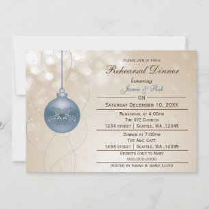 Invitation or bleu ornement hiver Mariage Répétition Invitati